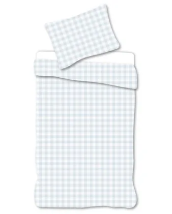 Baby Sengetøj 70x100 Cm Sengesæt Med Blå Og Hvide Tern 100  Blødt Bomulds Sengelinned