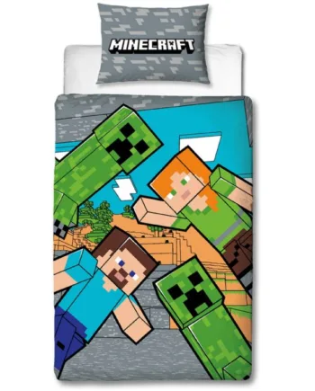 Minecraft Sengetøj 140x200 Cm Creeper Dynebetræk Med       Design 100  Bomulds Sengelinned