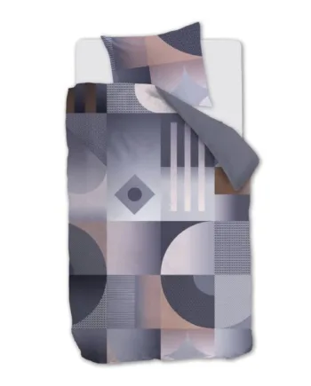 Mønstret økologisk Sengetøj 140x200 Cm Vendbart Sengesæt   100  økologisk Bomuldssatin Robbinson Grey Beddinghouse Sengelinned