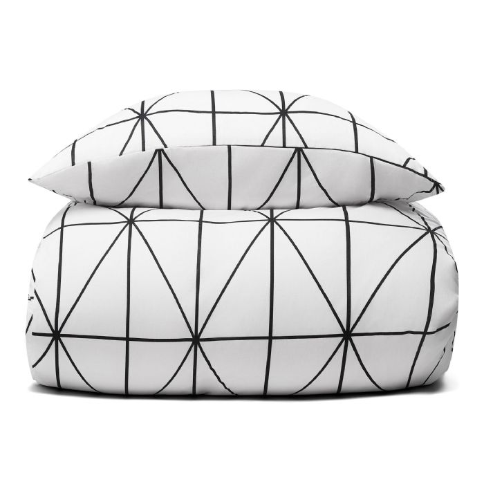 Sengetøj 100 Bomuld 140x200 Cm Hvidt Sengesæt Med Harlekintern Nordstrand Home Dynebetræk