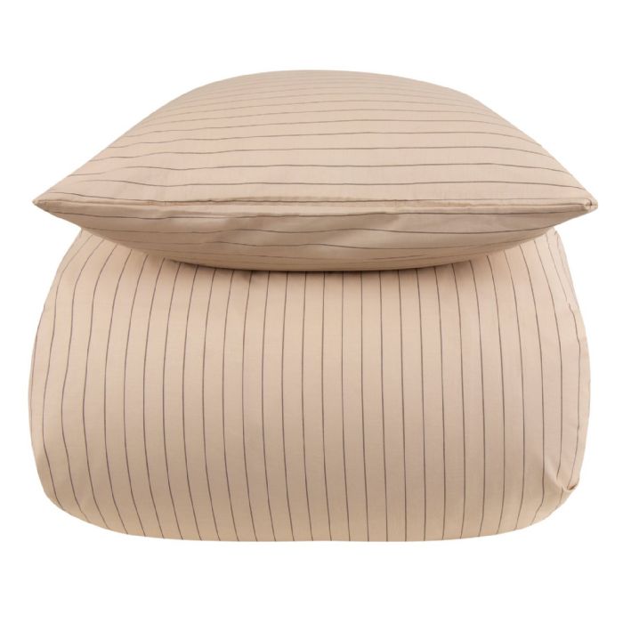 Sengetøj 100 Bomuld 140x200 Cm Sand Stribet Sengesæt Nordstrand Home Dynebetræk