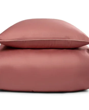 Sengetøj 140x200 Cm 100  Bomuldssatin Solid Mørk Rosa Sengetøj Med Pipingkant Ekstra Blødt Sengesæt Fra By Borg