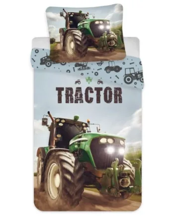 Traktor Junior Sengetøj 100x140 Cm Traktor Med Lysende Lygter       Design 100  Bomuld
