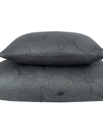 Sengetøj 150x210 Cm Vendbart Design   100  Bomuldssatin Big Flower Grå Sengesæt Fra By Night