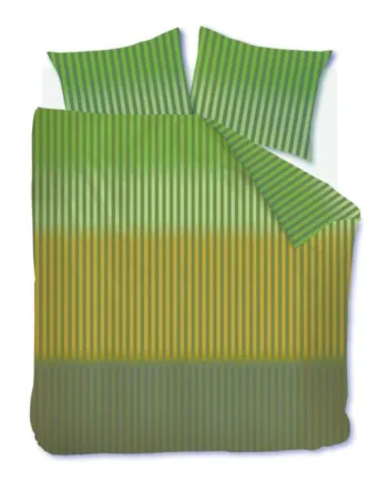 Stribet Dobbelt Sengetøj 200x220 Cm Grønt Sengesæt   100  Ranforce Bomuld Jonah Beddinghouse Sengelinned