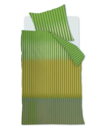 Stribet Sengetøj 140x200 Cm Grønt Sengesæt   100  Ranforce Bomuld Jonah Beddinghouse Sengelinned