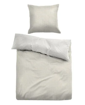 Ternet Sengetøj 150x210 Cm Stribet Sengelinned   100  Bomuld Beige Vendbart Design Tom Tailor