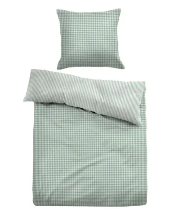 Ternet Sengetøj 150x210 Cm Stribet Sengelinned   100  Bomuld Grøn Vendbart Design Tom Tailor