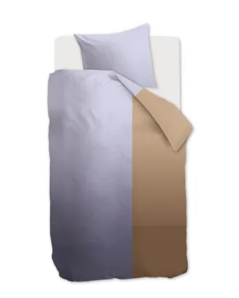 Ternet Sengetøj 140x200 Cm Sandfarvet Og Blåt Sengesæt   100  Bomuldssatin Citadel Sand Auping Sengelinned