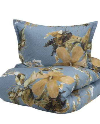 Turiform Sengetøj 140x200 Cm Sol Blå Blomstret Sengetøj 100  Bomuldssatin Sengesæt