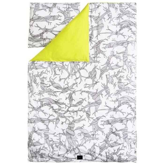 økologisk Sengetøj Root Hvid Og Neon Gul Sengesæt   100  økologisk Bomuld Yai Yai