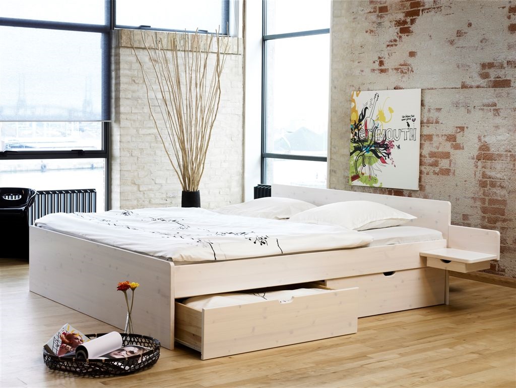 Hms Messina Skuffe Seng   Fyrretræ   Hvid Eller Lud Olie-180x200-fyr Hvid-top -