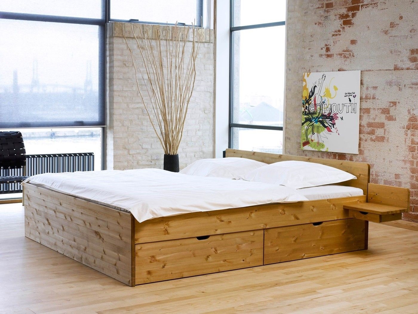 Hms Messina Skuffe Seng   Fyrretræ   Hvid Eller Lud Olie-160x210-fyr Ludolie-   -