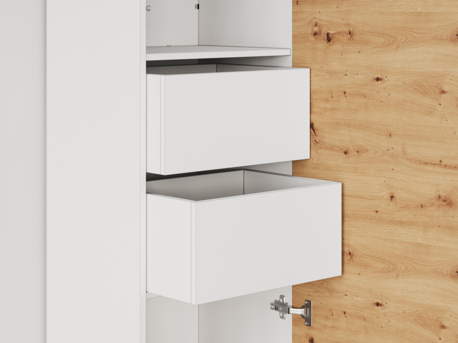 M1 Skab  Høj Model  50cm Farve Skab: Hvid  Front: Vild Eg