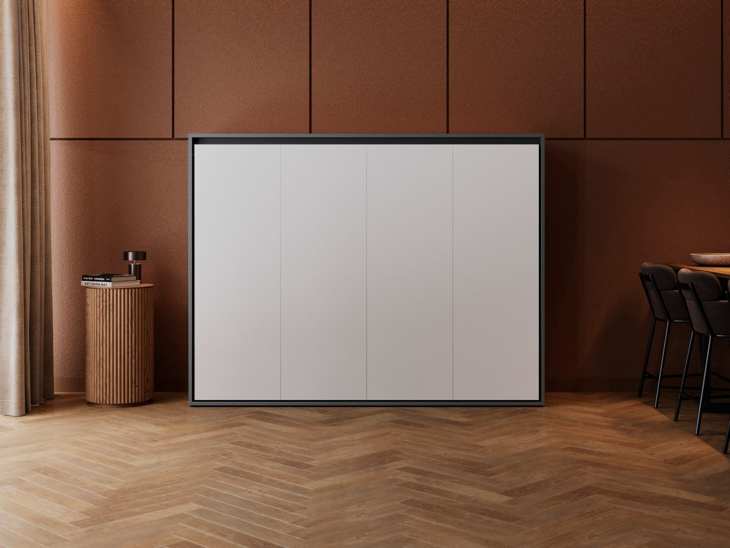 M2 Skabsseng  Lav Model 160x200cm Farve Skab: Antracit  Front: Hvid