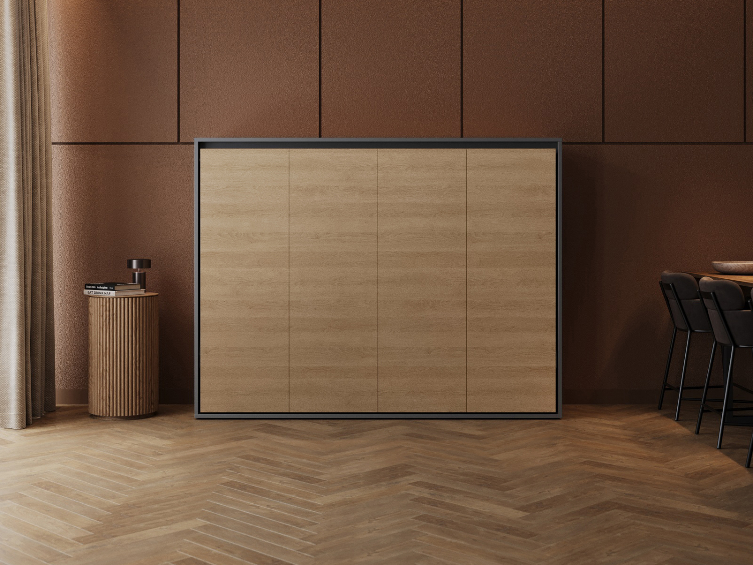 M2 Skabsseng  Lav Model 160x200cm Farve Skab: Antracit  Front: Kejser Eg