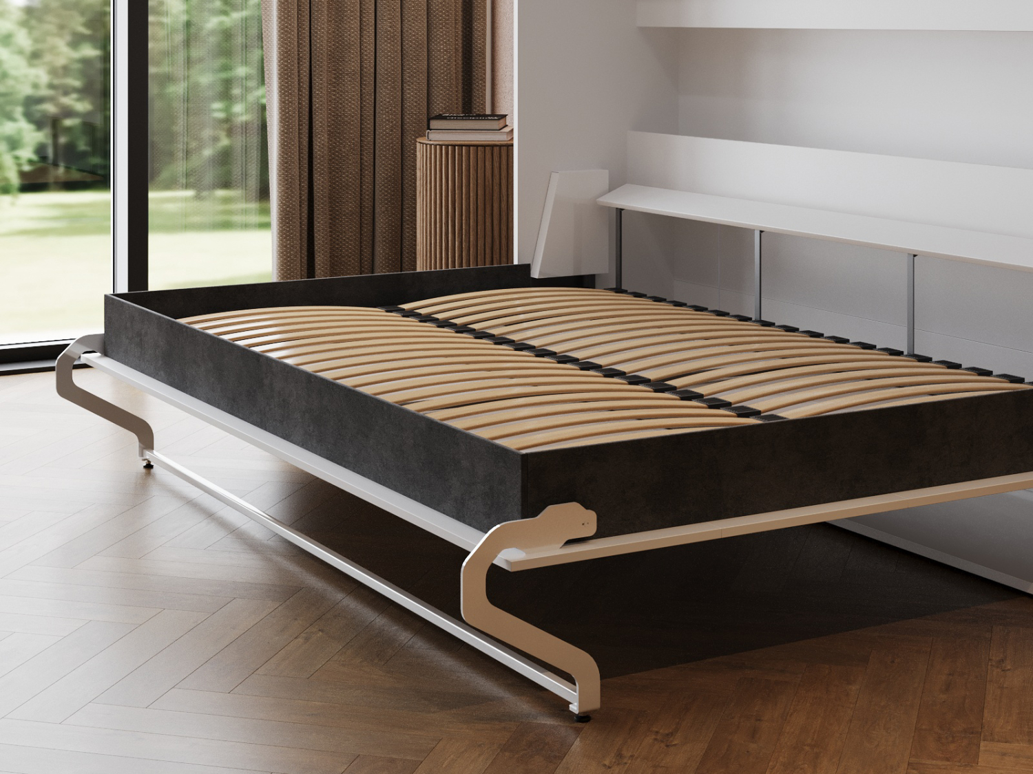 M2 Skabsseng  Lav Model 160x200cm Farve Skab: Hvid  Front: Antracit