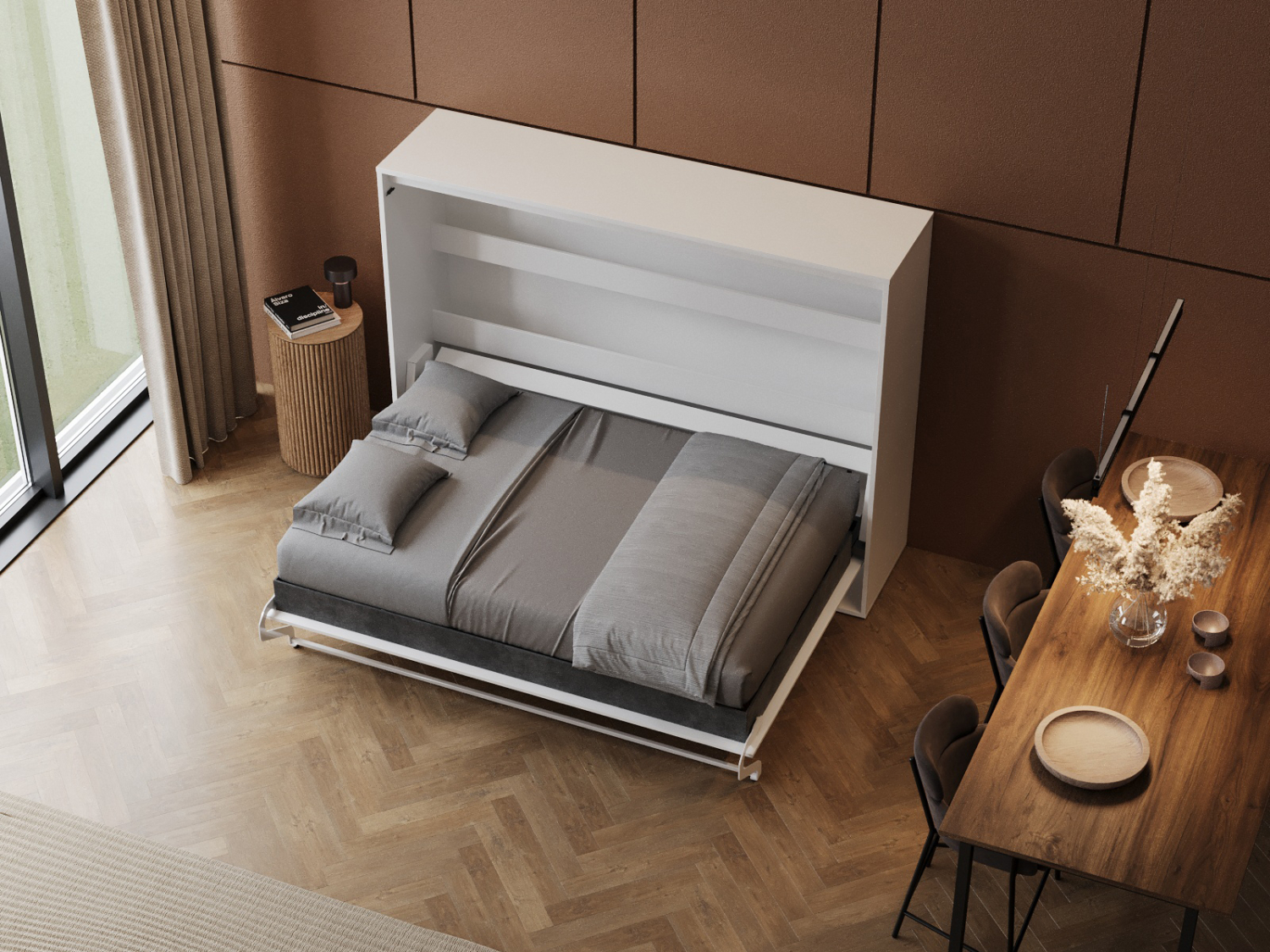 M2 Skabsseng  Lav Model 160x200cm Farve Skab: Hvid  Front: Hvid
