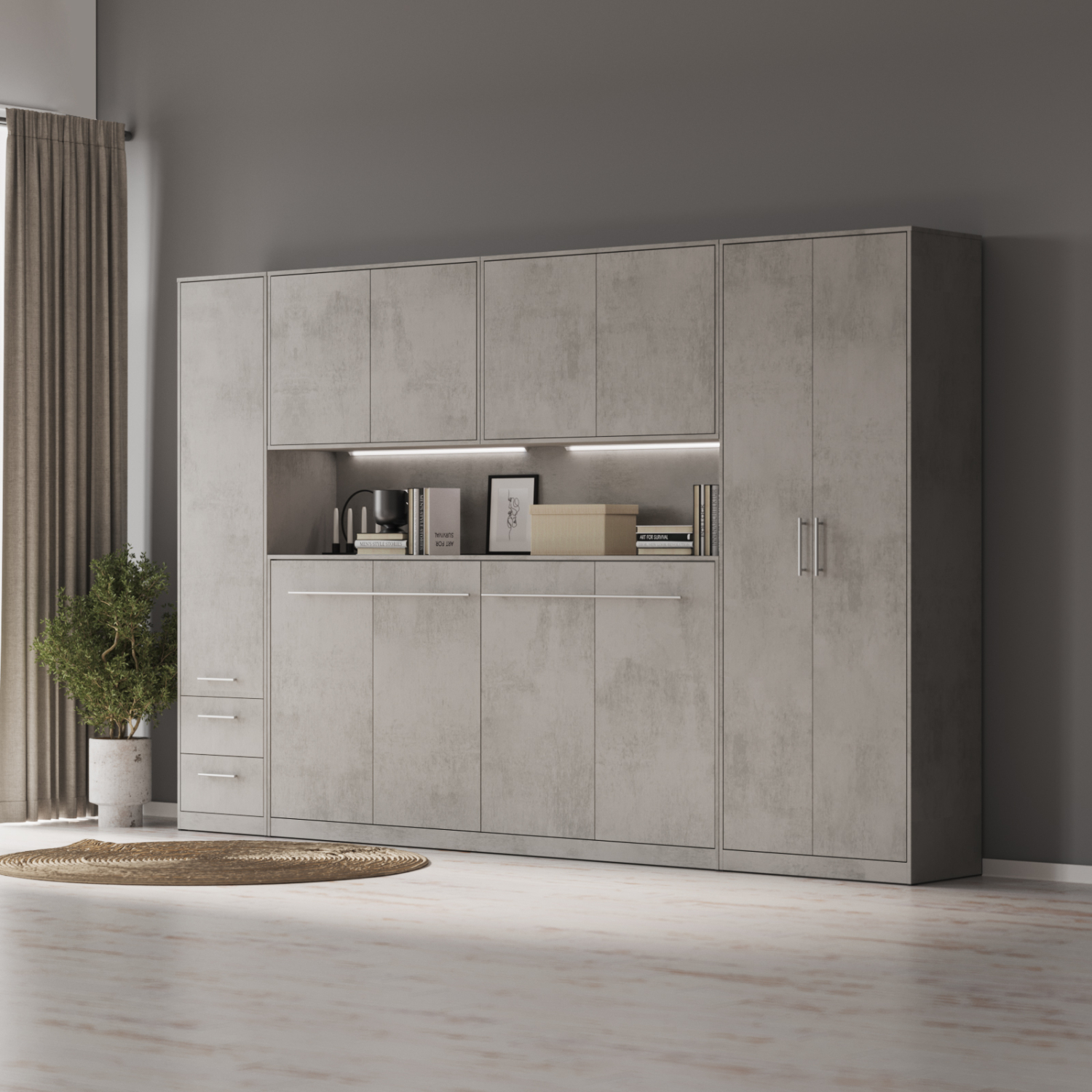 Nordic Overskab  Høj Model  110cm Farve Skab: Beton  Front: Beton