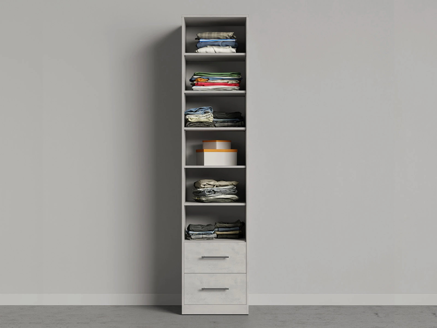 Nordic Skab  Høj Model  50cm Farve Skab: Beton  Front: Beton