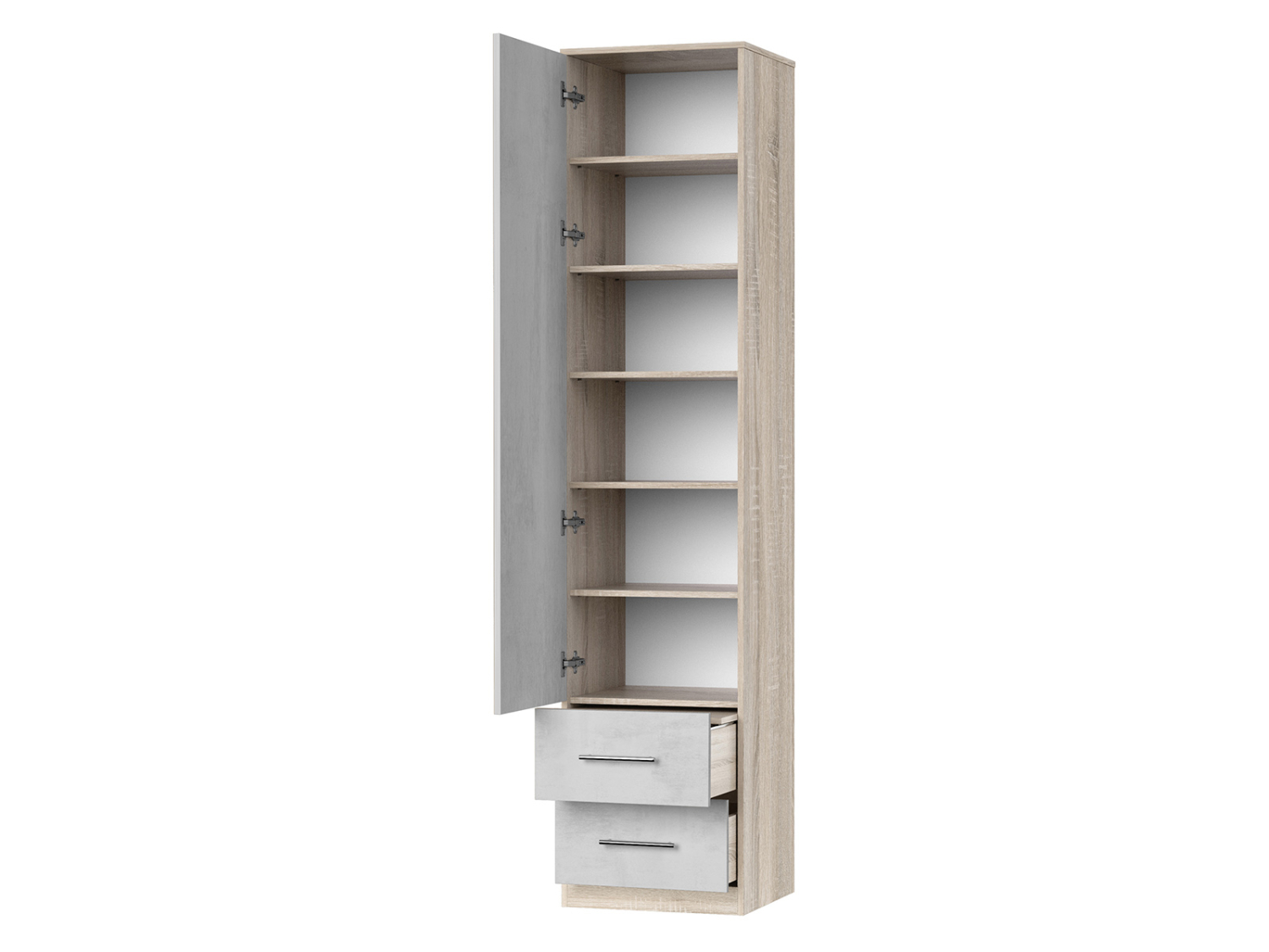 Nordic Skab  Høj Model  50cm Farve Skab: Eg Sonoma  Front: Beton