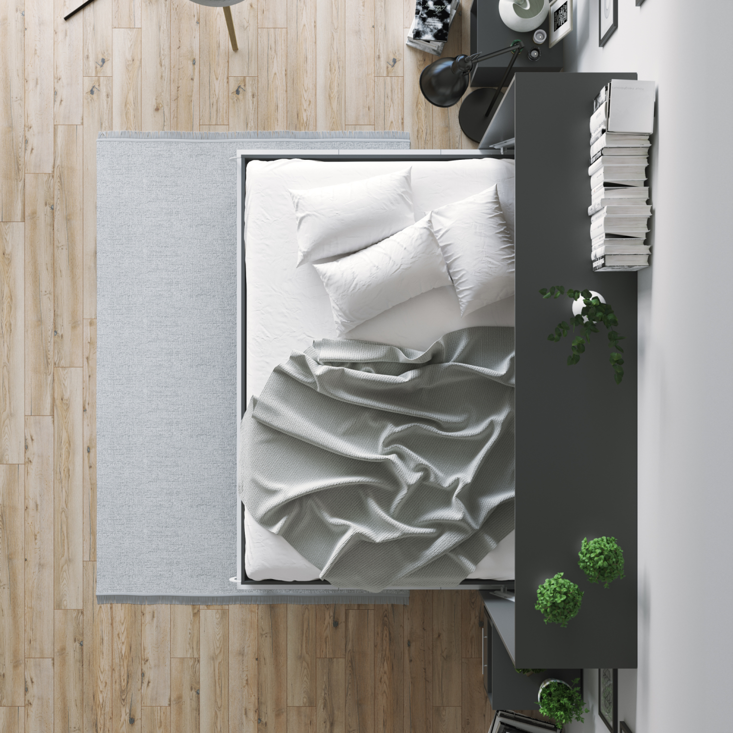 Nordic Skabsseng  Lav Model 140x200cm Farve Skab: Antracit  Front: Antracit Højglans