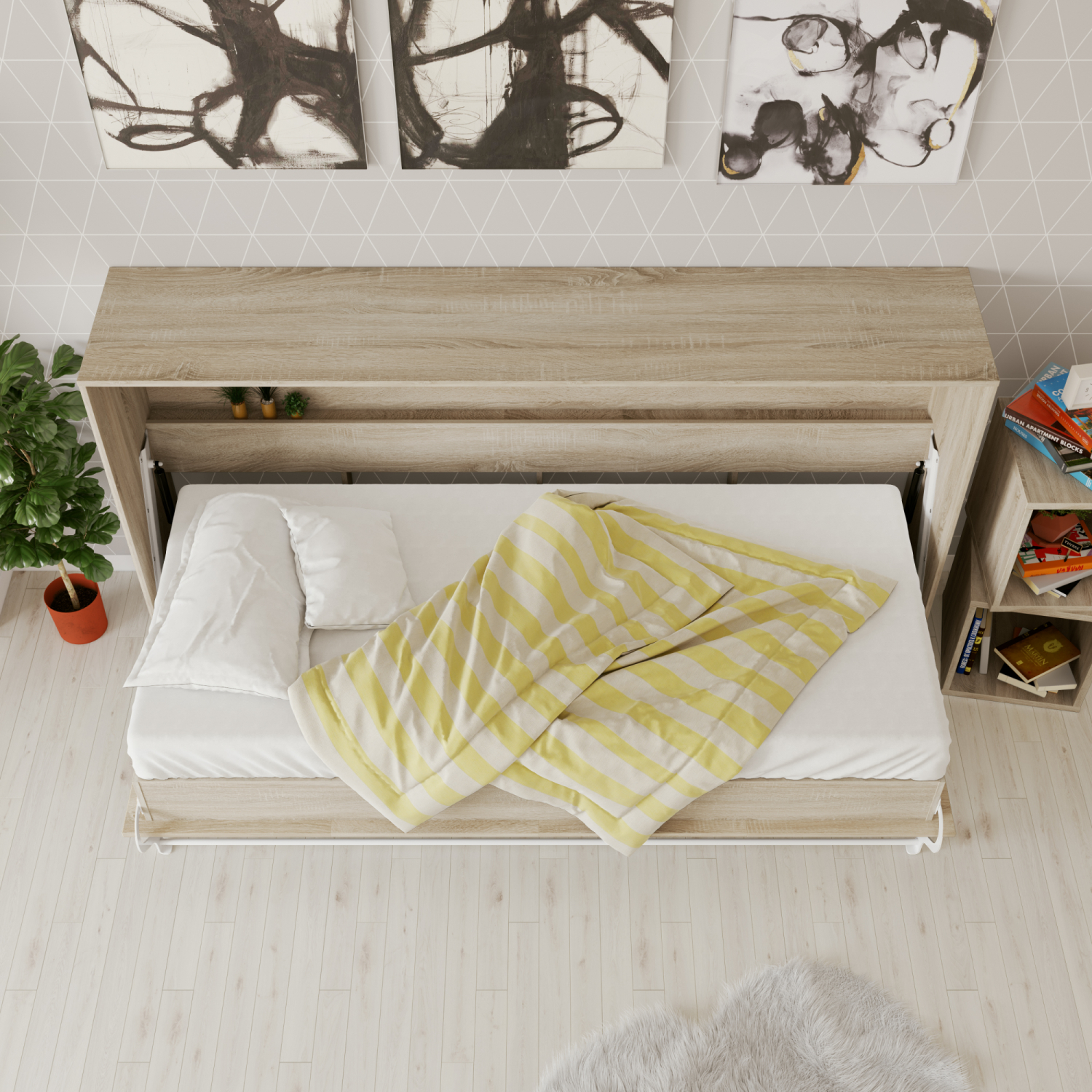 Nordic Skabsseng  Lav Model 90x200 Cm Farve Skab: Eg Sonoma  Front: Eg Sonoma