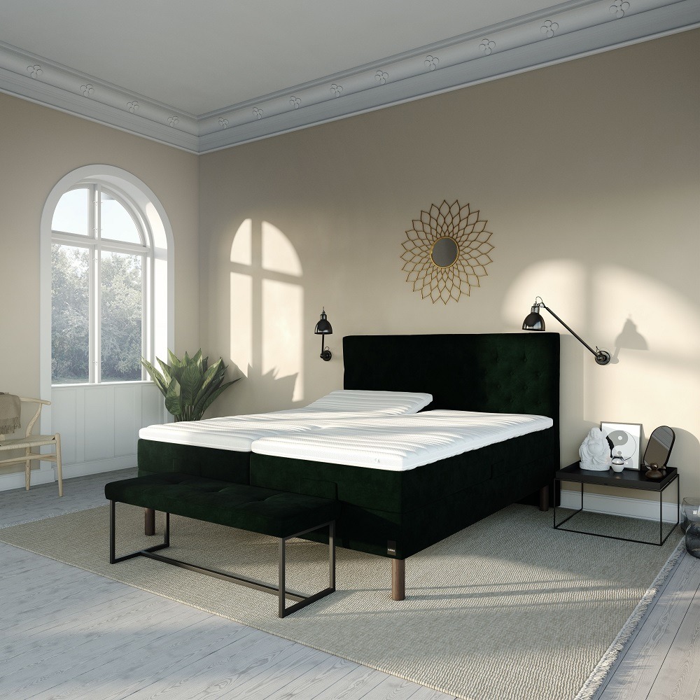 Karma  Lux Elevationseng 160x200 Cm Inkl  Split Latex Topmadras Blå- Udstillingsmodel