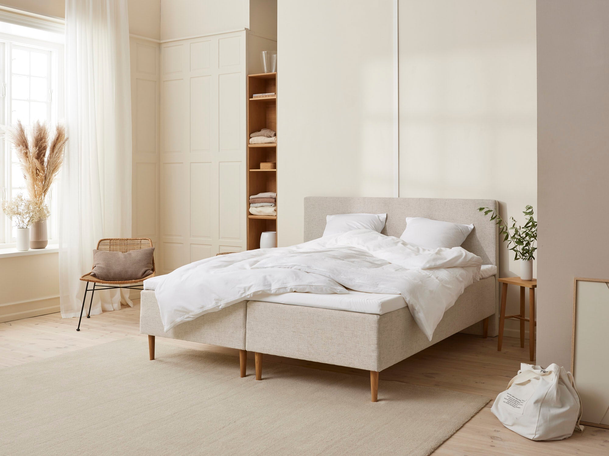 Fabrikkens Trykaflastende   Boxmadras  Sand  180x200 Cm