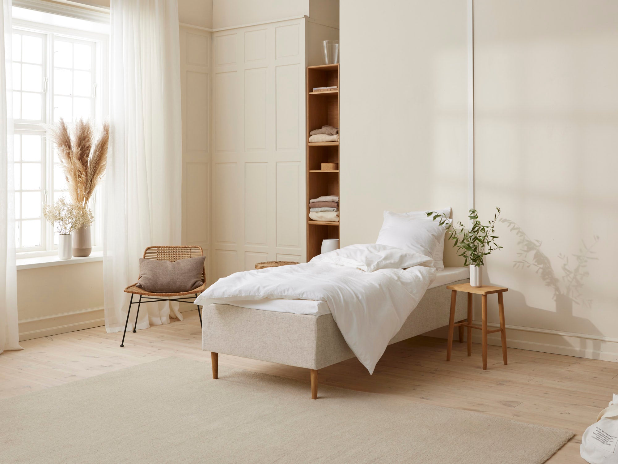Fabrikkens Trykaflastende   Boxmadras  Sand  90x210 Cm